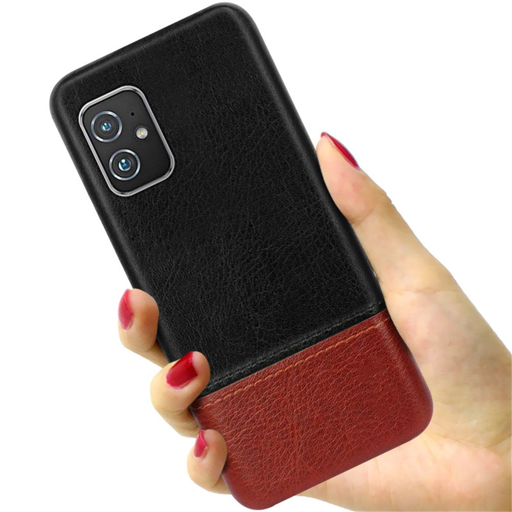 IMAK Ruiyi Series Bi-Color PU Leather Coated PC Cell Phone Back Case Shell with Screen Protector for Asus Zenfone 8 ZS590KS