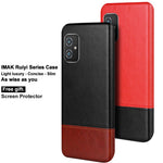 IMAK Ruiyi Series Bi-Color PU Leather Coated PC Cell Phone Back Case Shell with Screen Protector for Asus Zenfone 8 ZS590KS