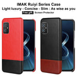IMAK Ruiyi Series Bi-Color PU Leather Coated PC Cell Phone Back Case Shell with Screen Protector for Asus Zenfone 8 ZS590KS