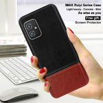 IMAK Ruiyi Series Bi-Color PU Leather Coated PC Cell Phone Back Case Shell with Screen Protector for Asus Zenfone 8 ZS590KS