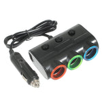 OLESSON 1523 120W Car Charger 2-USB Ports 3 Cigarette Lighter Sockets Charging Adapter