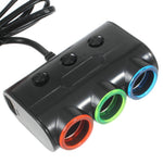 OLESSON 1523 120W Car Charger 2-USB Ports 3 Cigarette Lighter Sockets Charging Adapter
