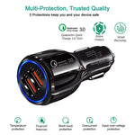 QC 3.0 Dual USB Telefon Tablet Hurtigoplader Biloplader Adapter til AiPower Opladning