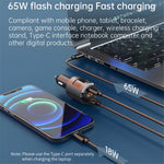 SC01 USB Billader 18W QC3.0 65W PD Type C Dobbeltport Bilhurtigoplader Adapter