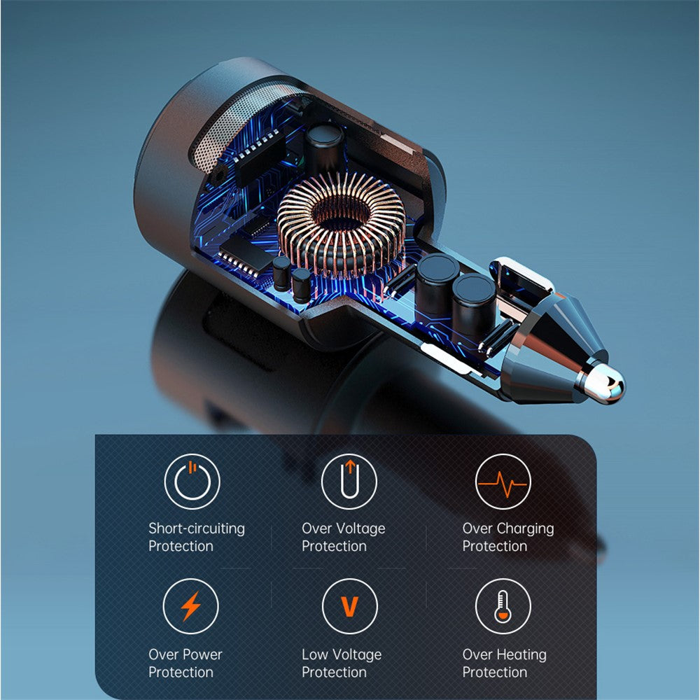 SC01 USB Billader 18W QC3.0 65W PD Type C Dobbeltport Bilhurtigoplader Adapter