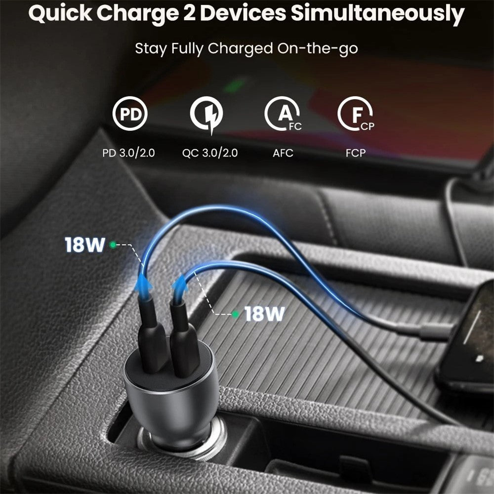 UGREEN 70594 60W Dual USB-C Ports PD Fast Charging Phone Car Charger Power Adapter