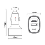 YESIDO Y47 3 Ports 49W Fast Charging Car Charger Type-C Phone Power Adapter