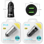 IVON CC26 5V 2.1A Dobbelt USB-port Hurtig Biloplader til Mobiltelefoner, Kameraer, Tablets, Laptops og Mere