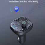 LOHEE S-21 Bluetooth-compatible Car Charger Adapter FM Transmitter QC3.0 USB Fast Charging Car Charger Support TF Card/U-disk/BT Music Player