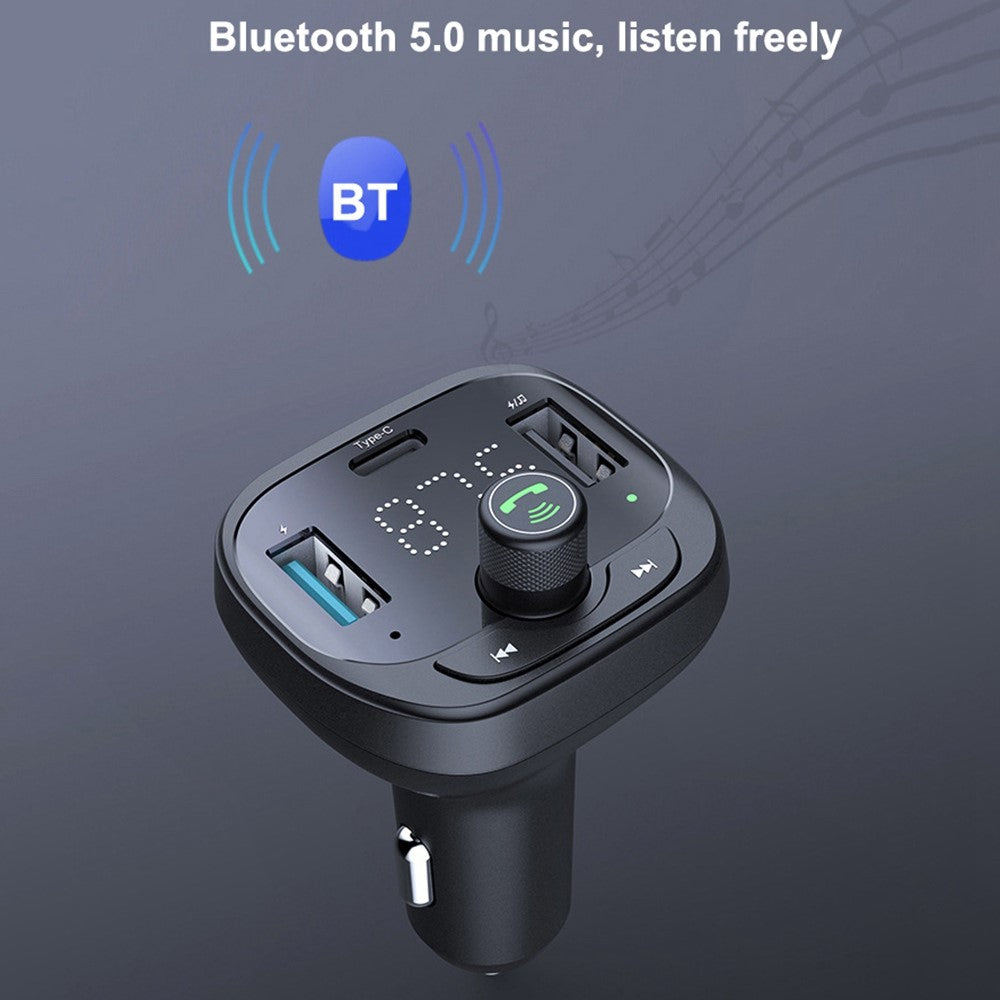 LOHEE S-21 Bluetooth-compatible Car Charger Adapter FM Transmitter QC3.0 USB Fast Charging Car Charger Support TF Card/U-disk/BT Music Player