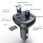 LOHEE S-21 Bluetooth-compatible Car Charger Adapter FM Transmitter QC3.0 USB Fast Charging Car Charger Support TF Card/U-disk/BT Music Player