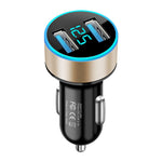 Dobbelt USB Biloplader LED Ringlys Design 5V 3.1A Hurtigoplader Universal Biltelefonoplader til Kameraer Tablets Laptops