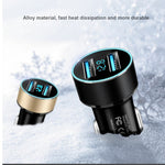 Dobbelt USB Biloplader LED Ringlys Design 5V 3.1A Hurtigoplader Universal Biltelefonoplader til Kameraer Tablets Laptops