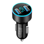 Dobbelt USB Biloplader LED Ringlys Design 5V 3.1A Hurtigoplader Universal Biltelefonoplader til Kameraer Tablets Laptops