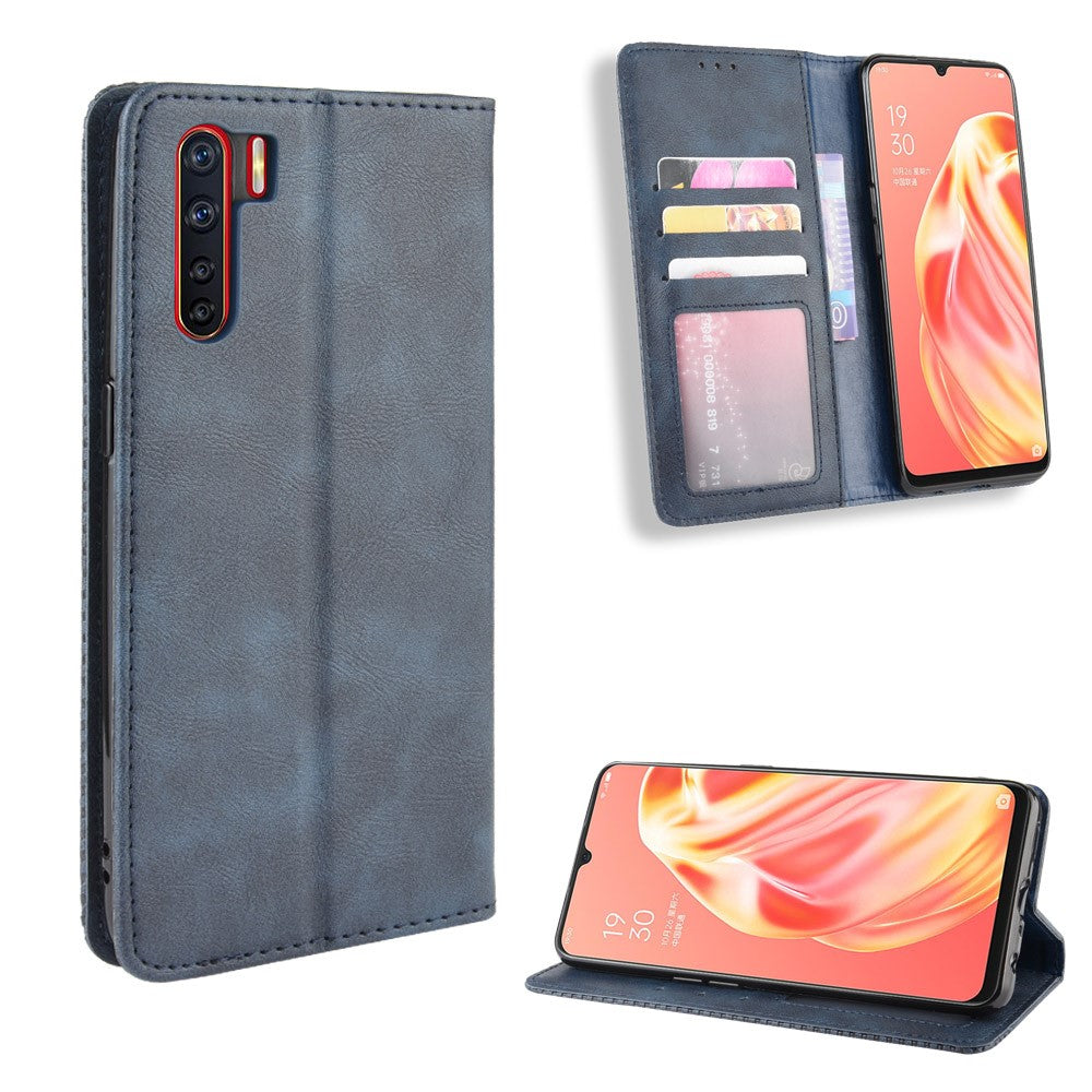 Magnetiskt läderfodral i vintagestil för OPPO A91/F15