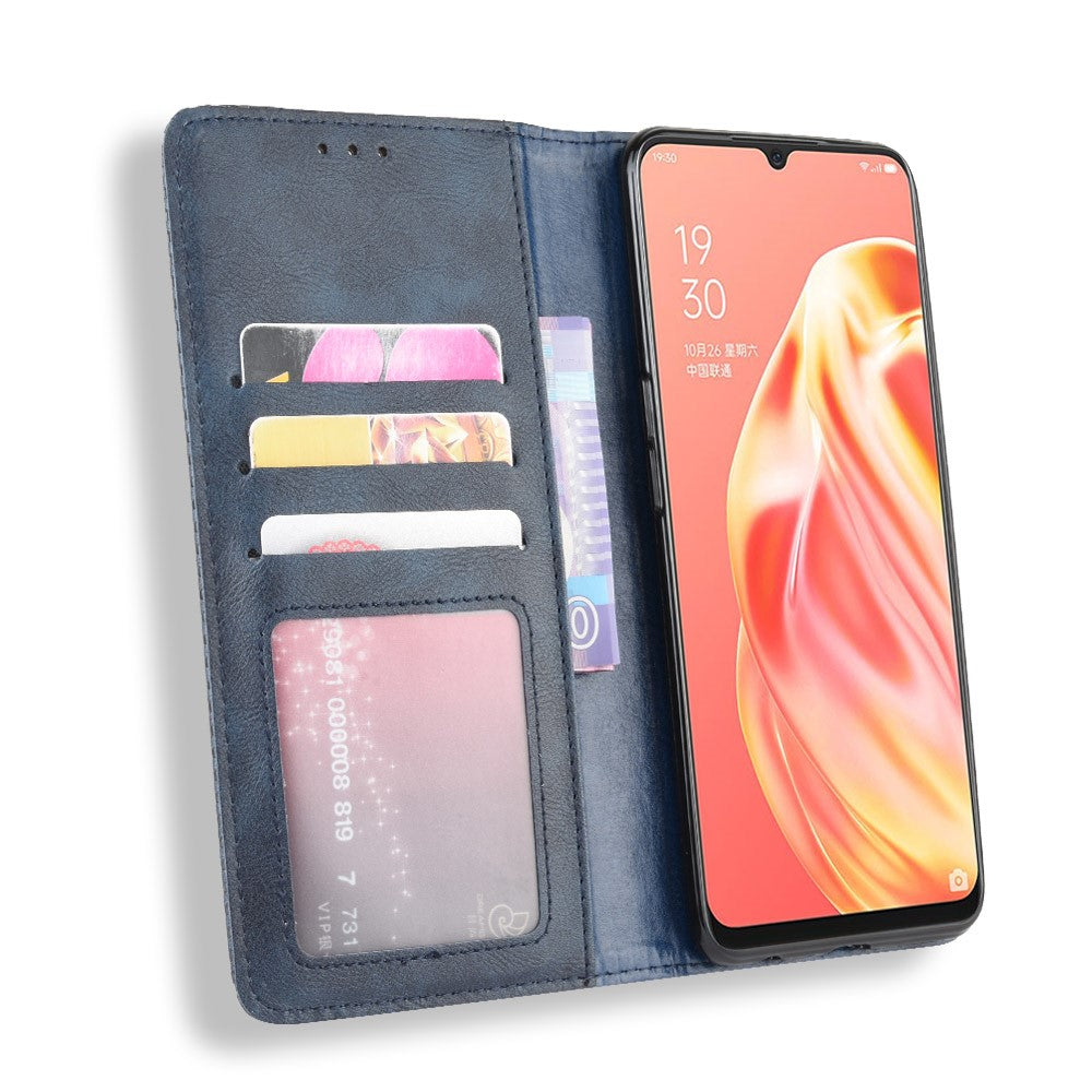 Magnetiskt läderfodral i vintagestil för OPPO A91/F15