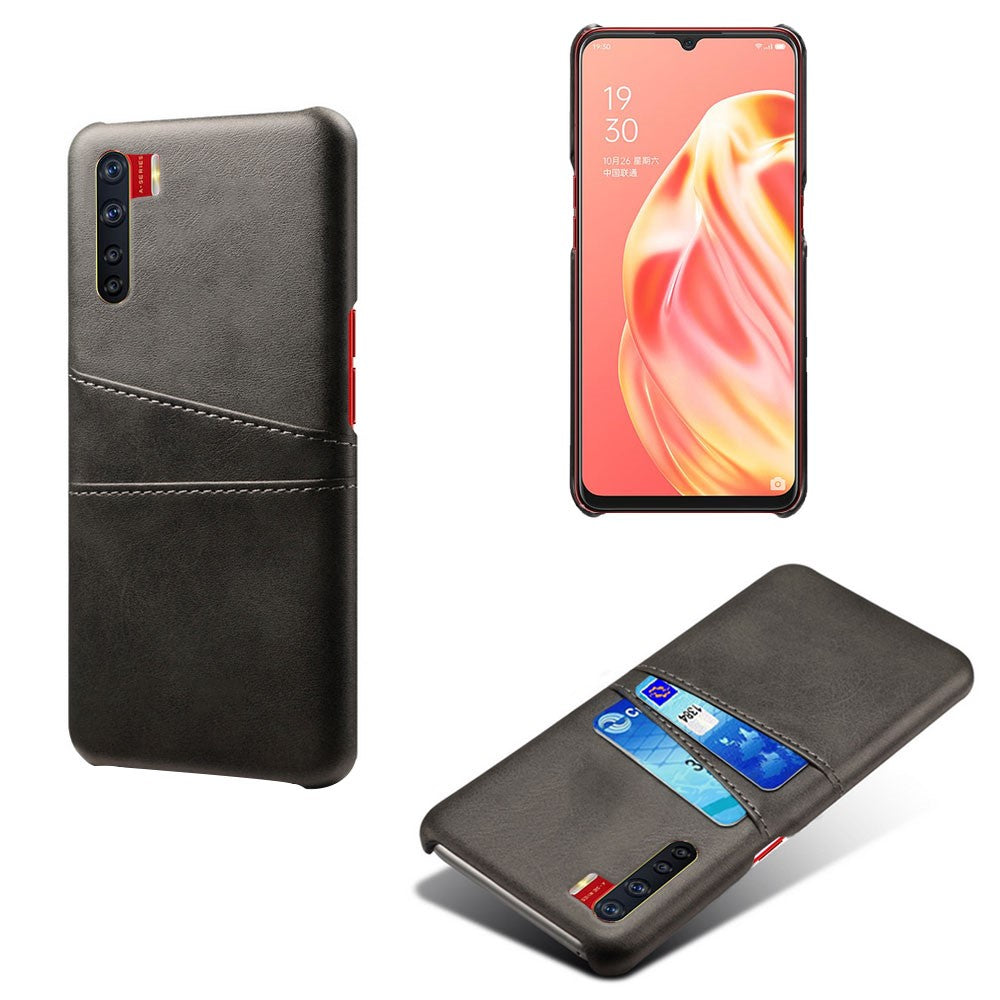 with Double Card Slots PU Leather Coated PC Shell for Oppo A91 / F15