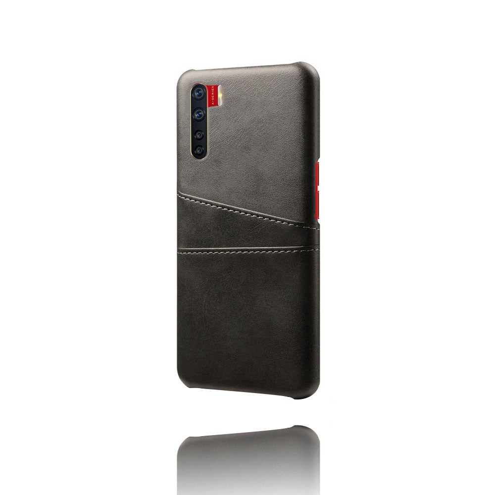 with Double Card Slots PU Leather Coated PC Shell for Oppo A91 / F15