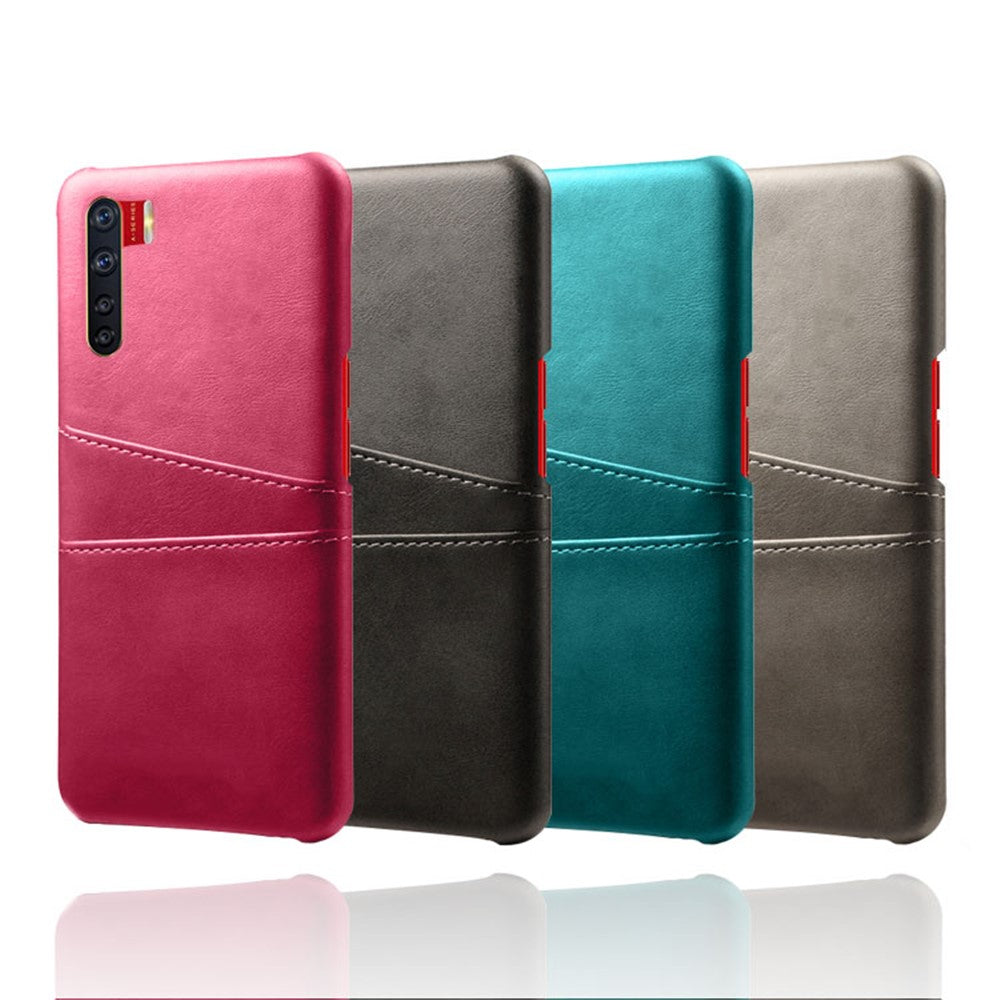 with Double Card Slots PU Leather Coated PC Shell for Oppo A91 / F15