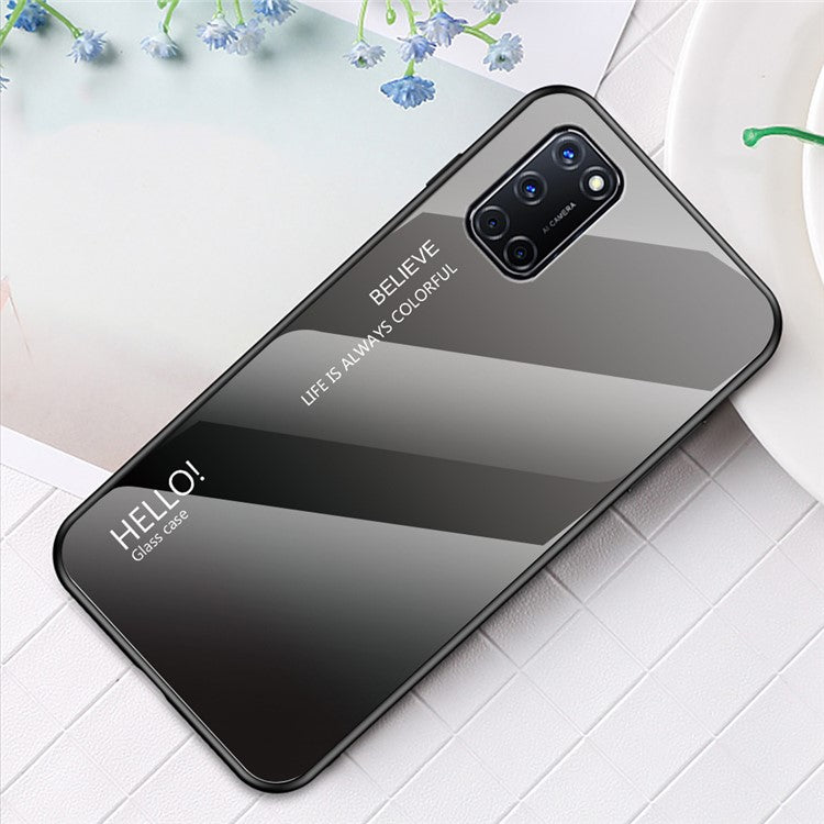 Gradient Color Tempered Glass + PC + TPU Combo Shell for OPPO A52/A92/A72