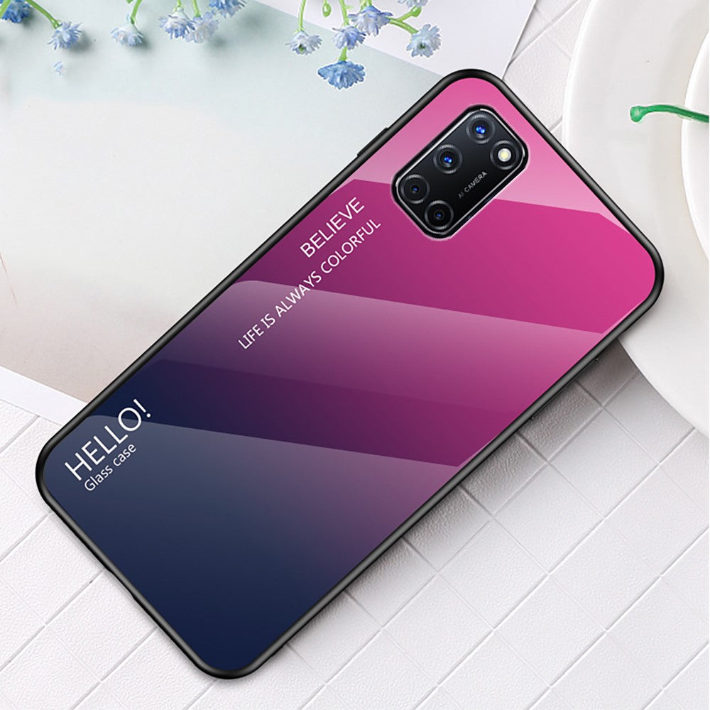 Gradient Color Tempered Glass + PC + TPU Combo Shell for OPPO A52/A92/A72