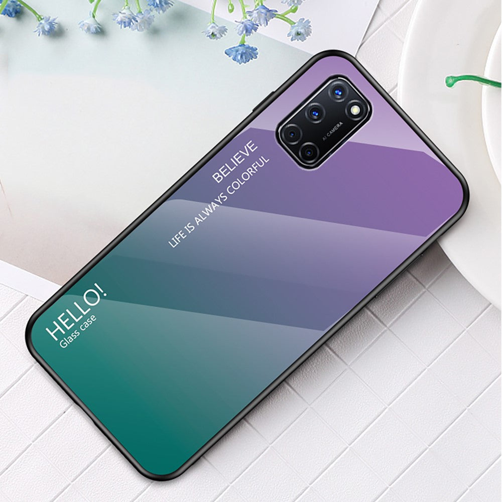Gradient Color Tempered Glass + PC + TPU Combo Shell for OPPO A52/A92/A72