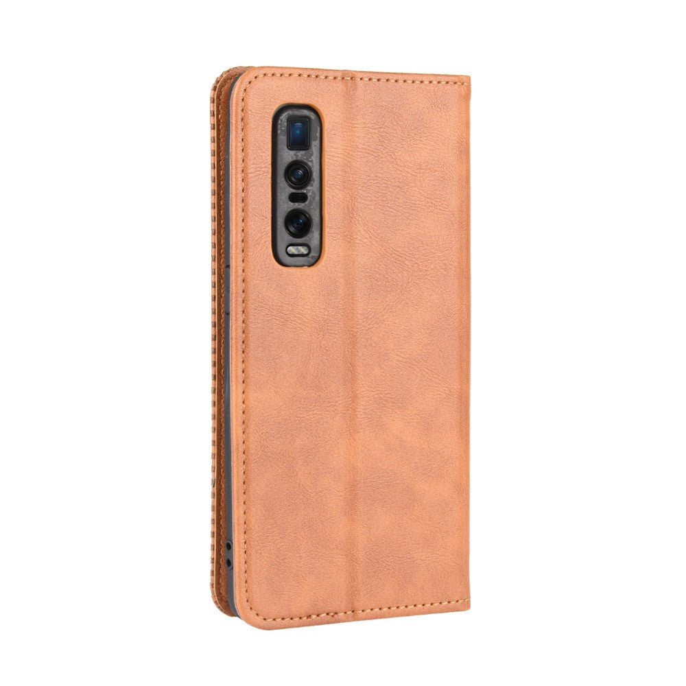 Vintage Style Leather Wallet Case for Oppo Find X2 Pro