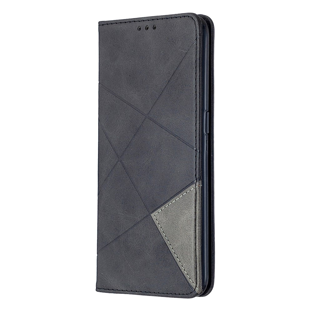 Geometriskt mönster stativ i läder med korthållare för OPPO A31 (2020) / A81