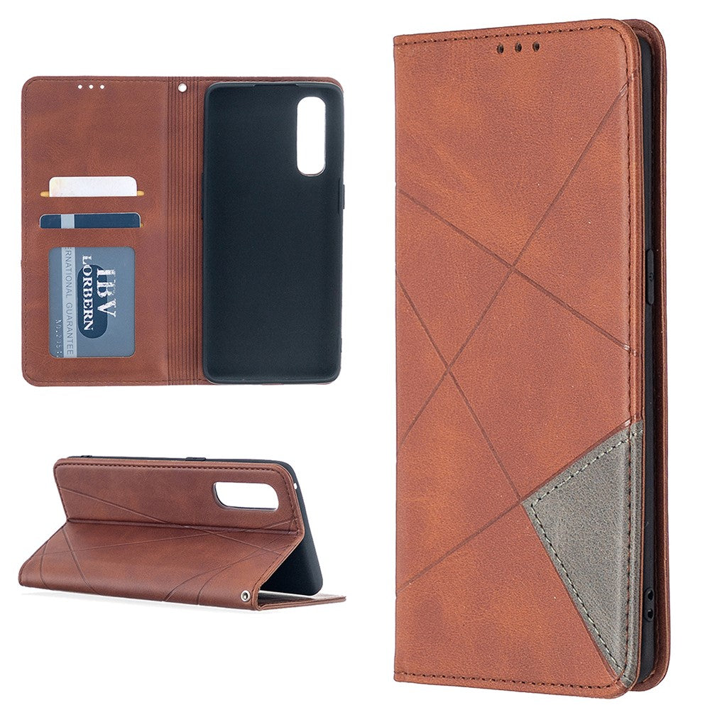 Geometriskt mönster läderfodral med korthållare för OPPO Find X2 Neo / Reno3 Pro 5G