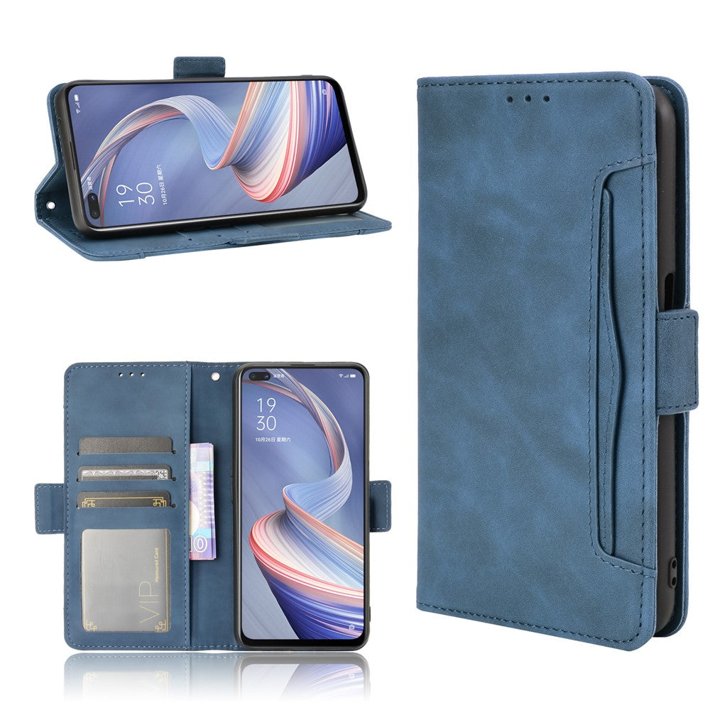 Multiple Card Slots Leather Shell Wallet Cell Phone Cover for OPPO A92s/Reno4 Z 5G with Multi-Angle Stand