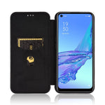Carbon Fiber Auto-absorbed Leather Case with Card Slot for Oppo A53 (2020)/A32 (2020)