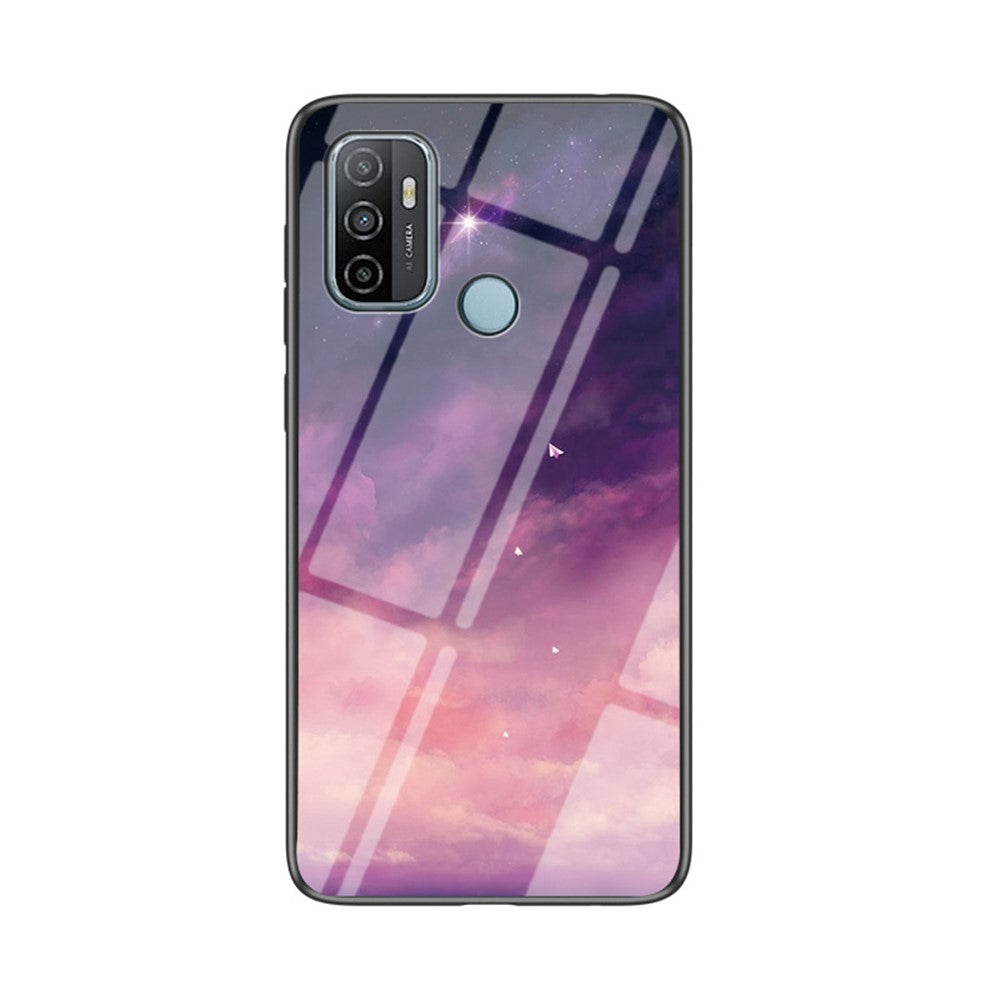 Starry Sky Pattern Tempered Glass + PC + TPU Hybrid Cover for Oppo A53(2020)