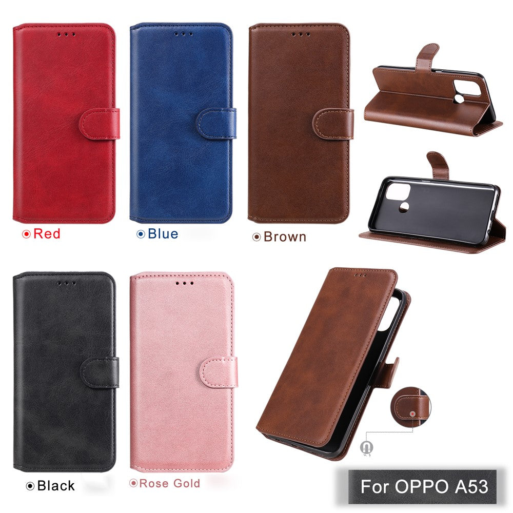 Klassiskt plånboksfodral i läder med magnetlås och stativ för Oppo A32 (2020)/A53 (2020)/Oppo A53s