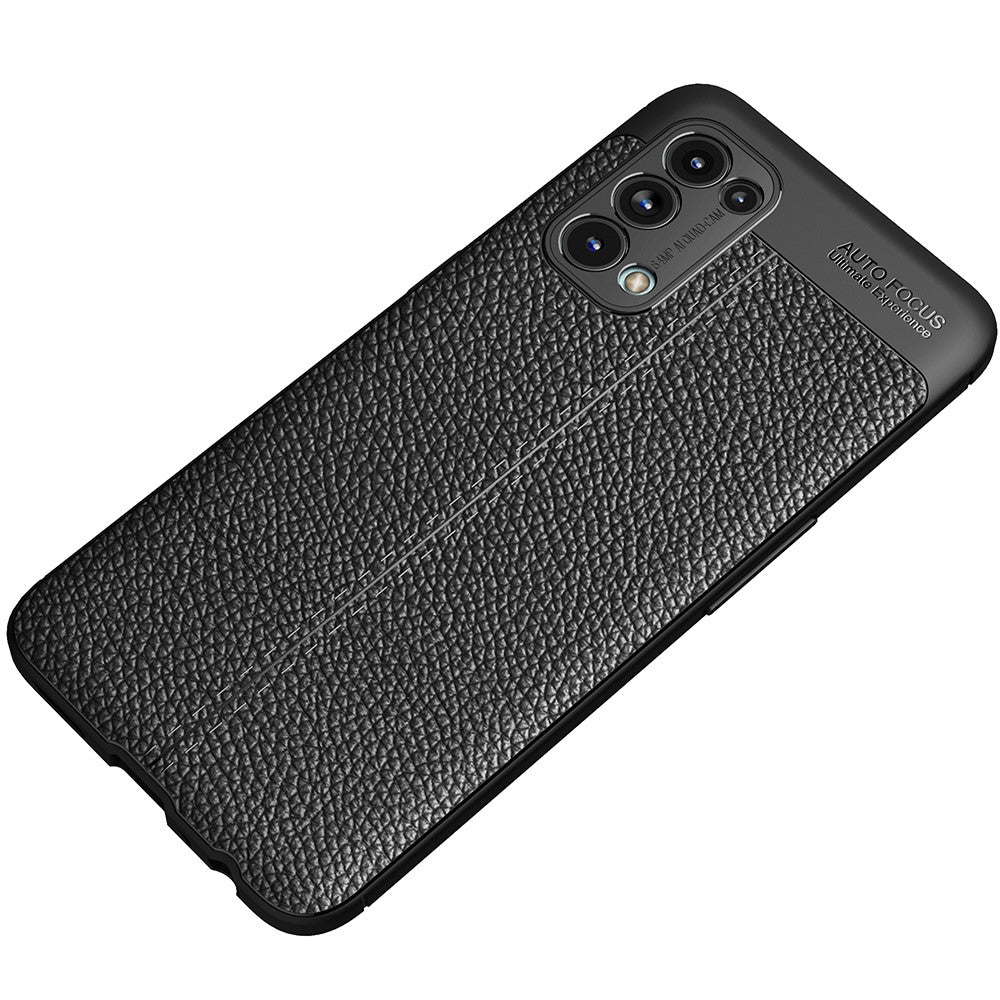 Blødt TPU-mobilcover med stødpuder i alle fire hjørner og litchi-tekstur til OPPO Reno 5 5G/Reno5 4G/Reno5 K/Find X3 Lite