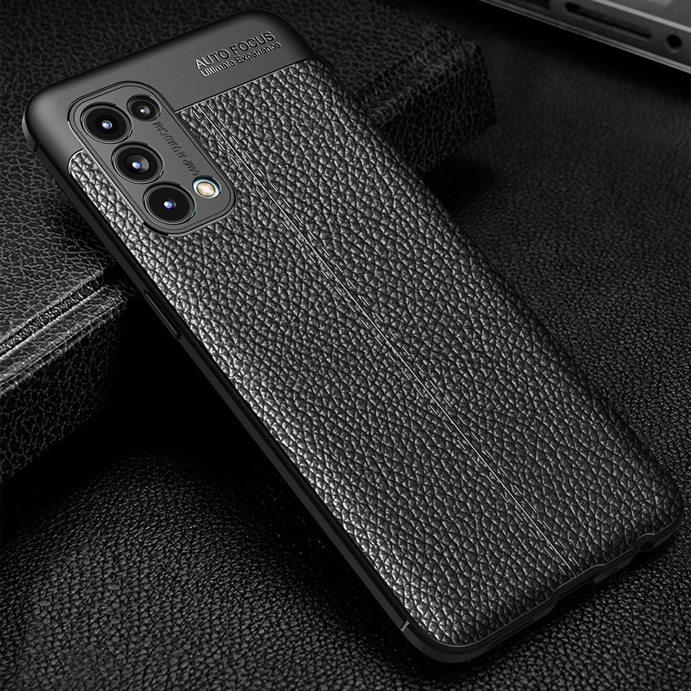 Blødt TPU-mobilcover med stødpuder i alle fire hjørner og litchi-tekstur til OPPO Reno 5 5G/Reno5 4G/Reno5 K/Find X3 Lite