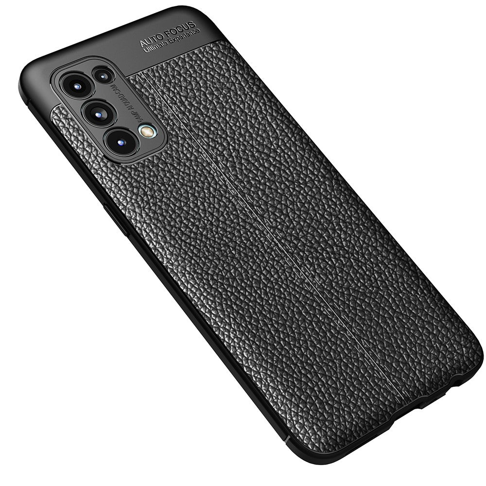 Blødt TPU-mobilcover med stødpuder i alle fire hjørner og litchi-tekstur til OPPO Reno 5 5G/Reno5 4G/Reno5 K/Find X3 Lite