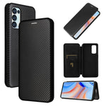 Full Coverage Auto-absorbed Carbon Fiber Leather Card Holder Cover Case for OPPO Reno 5 5G/Reno5 4G/Reno5 K/Find X3 Lite