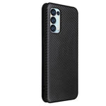 Full Coverage Auto-absorbed Carbon Fiber Leather Card Holder Cover Case for OPPO Reno 5 5G/Reno5 4G/Reno5 K/Find X3 Lite