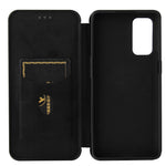 Full Coverage Auto-absorbed Carbon Fiber Leather Card Holder Cover Case for OPPO Reno 5 5G/Reno5 4G/Reno5 K/Find X3 Lite
