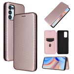 Full Coverage Auto-absorbed Carbon Fiber Leather Card Holder Cover Case for OPPO Reno 5 5G/Reno5 4G/Reno5 K/Find X3 Lite