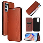 Full Coverage Auto-absorbed Carbon Fiber Leather Card Holder Cover Case for OPPO Reno 5 5G/Reno5 4G/Reno5 K/Find X3 Lite