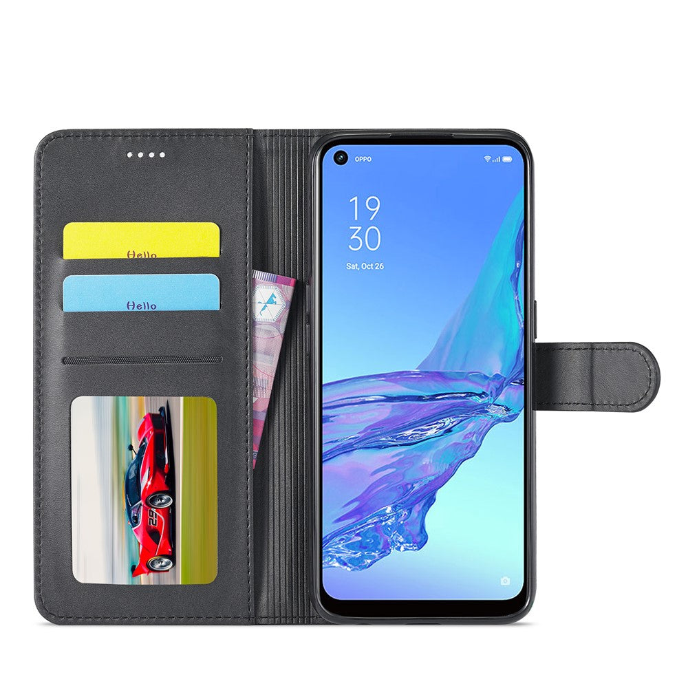 LC.IMEEKE Wallet Stand Leather Shell Cell Phone Cover Case for Oppo A32 (2020) / A33 (2020) / A53 (2020) / A53s