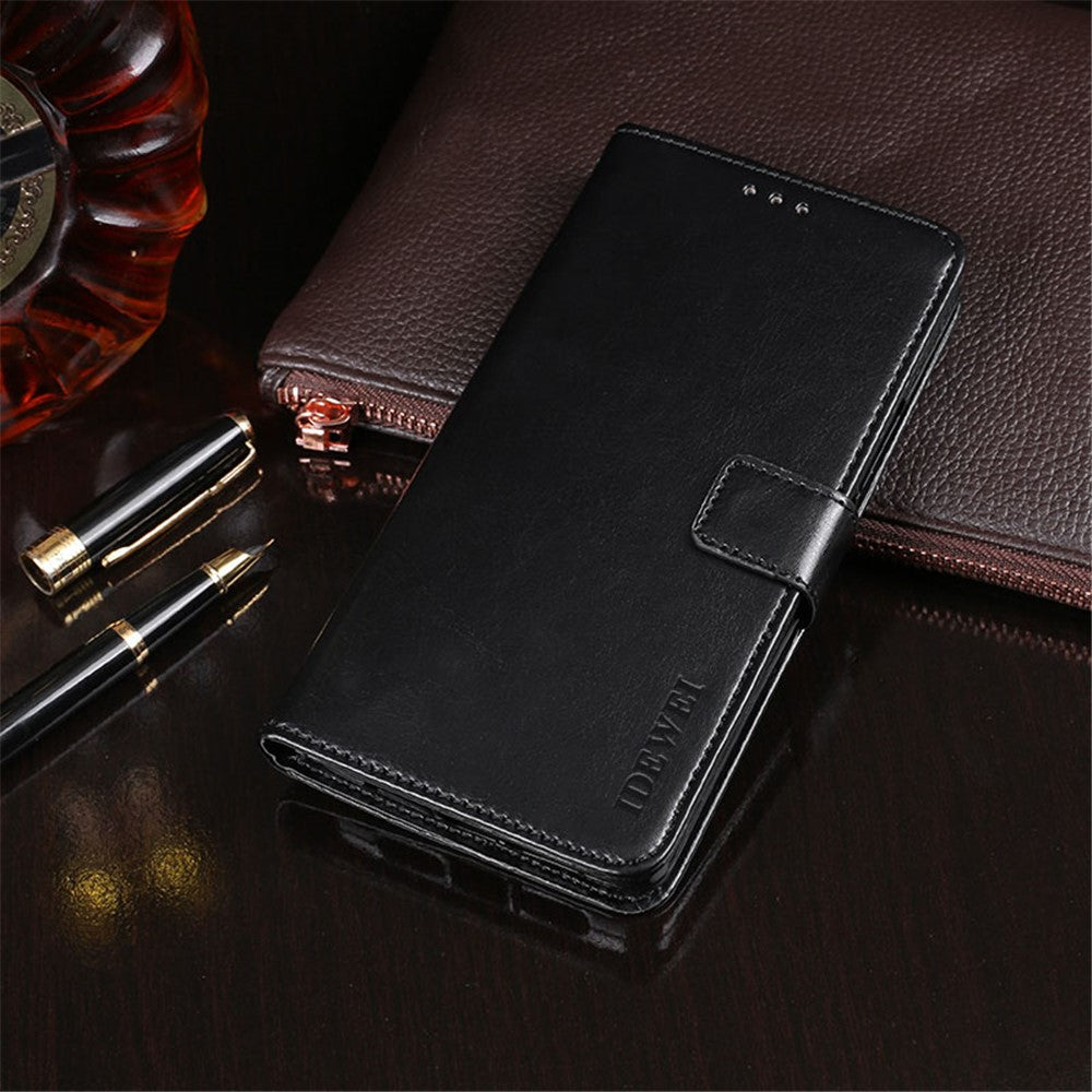 IDEWEI Folio Flip Crazy Horse Texture Leather Mobile Casing with Wallet Stand for Oppo Find X3 Neo