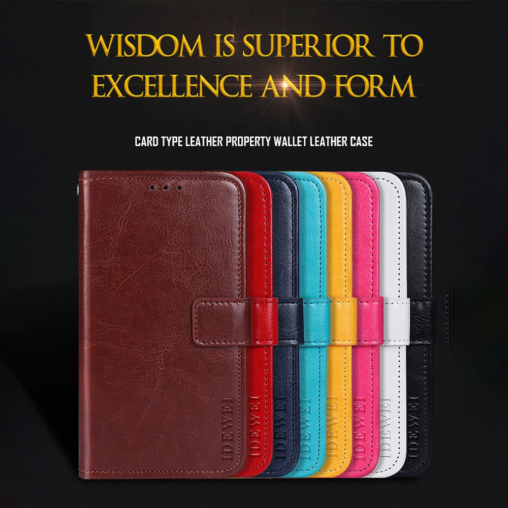 IDEWEI Folio Flip Crazy Horse Texture Leather Mobile Casing with Wallet Stand for Oppo Find X3 Neo