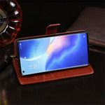 IDEWEI Folio Flip Crazy Horse Texture Leather Mobile Casing with Wallet Stand for Oppo Find X3 Neo