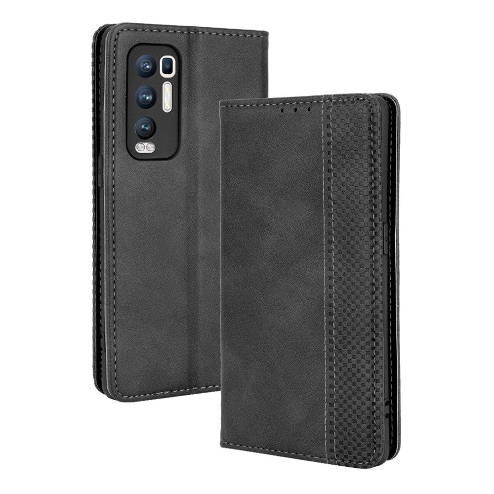 Pung-etui i PU-læder i vintagestil til OPPO Reno5 Pro Plus/Find X3 Neo