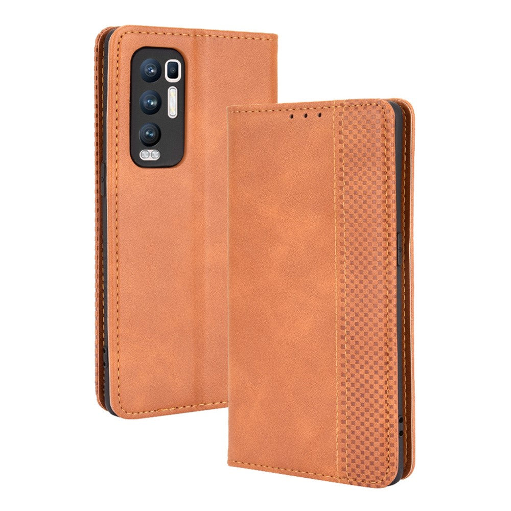 Vintage Style PU Leather Wallet Case for OPPO Reno5 Pro Plus/Find X3 Neo