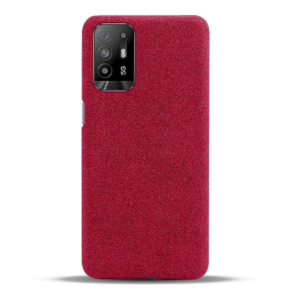 Well-Protected Plain Cloth Texture Plastic Hard Cover Case for Oppo F19 Pro+ 5G / Reno5 Z / A94 5G