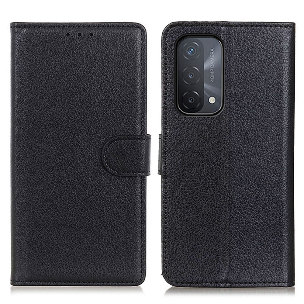 Litchi Skin Leather Full-Protection Phone Shell Case  Cover with Wallet Stand for Oppo A93 5G / A54 5G / A74 5G