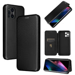 Carbon Fiber Texture Leather Auto-absorbed Case with Card Holder and Ring Strap for Oppo Find X3/Find X3 Pro